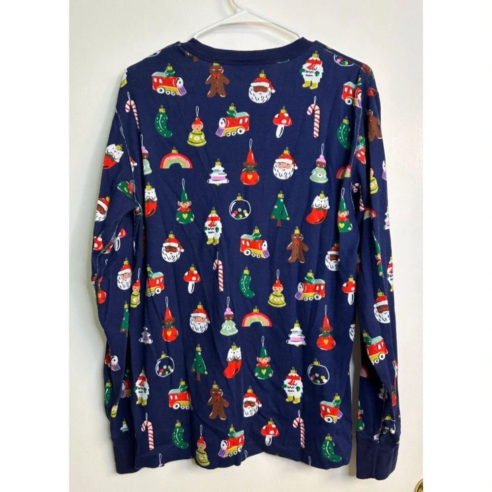 Hanna Andersson Size L Navy Christmas Ornament Organic‎ Cotton Pajama Top